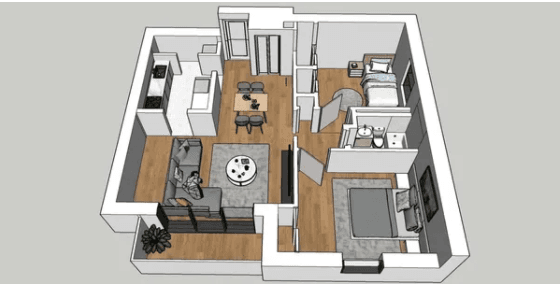2 Bedroom โ Premiere floor plan at Executive House Apartments
